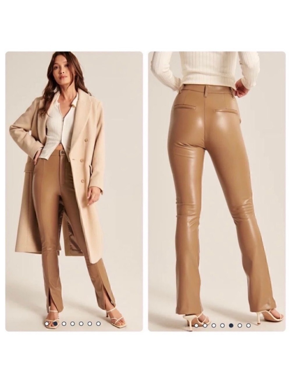 Abercrombie & Fitch Camel Faux-Leather Bootcut Pants